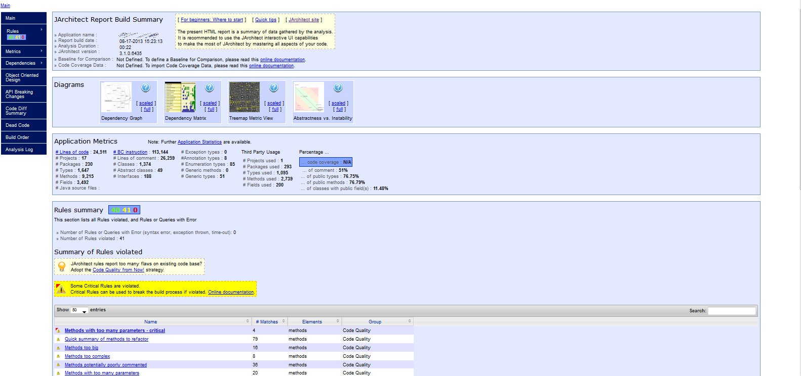 JArchitect Dashboard